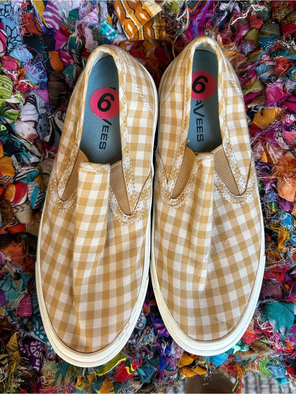 SeaVees Baja Mustard Gingham Slip-On Sneakers